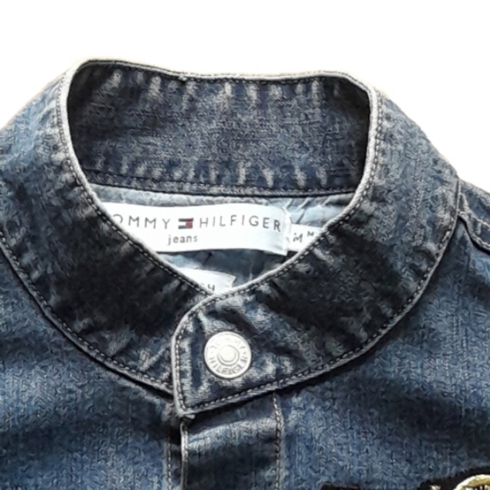 Tommy Hilfiger Jean Jacket Harley Patch Women's M Snap Up Stretch Denim Stretch - Picture 4 of 15